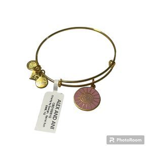 Alex and Ani Gold Tone Spiral Sun Pink Gold Charm Bangle Bracelet Expandable